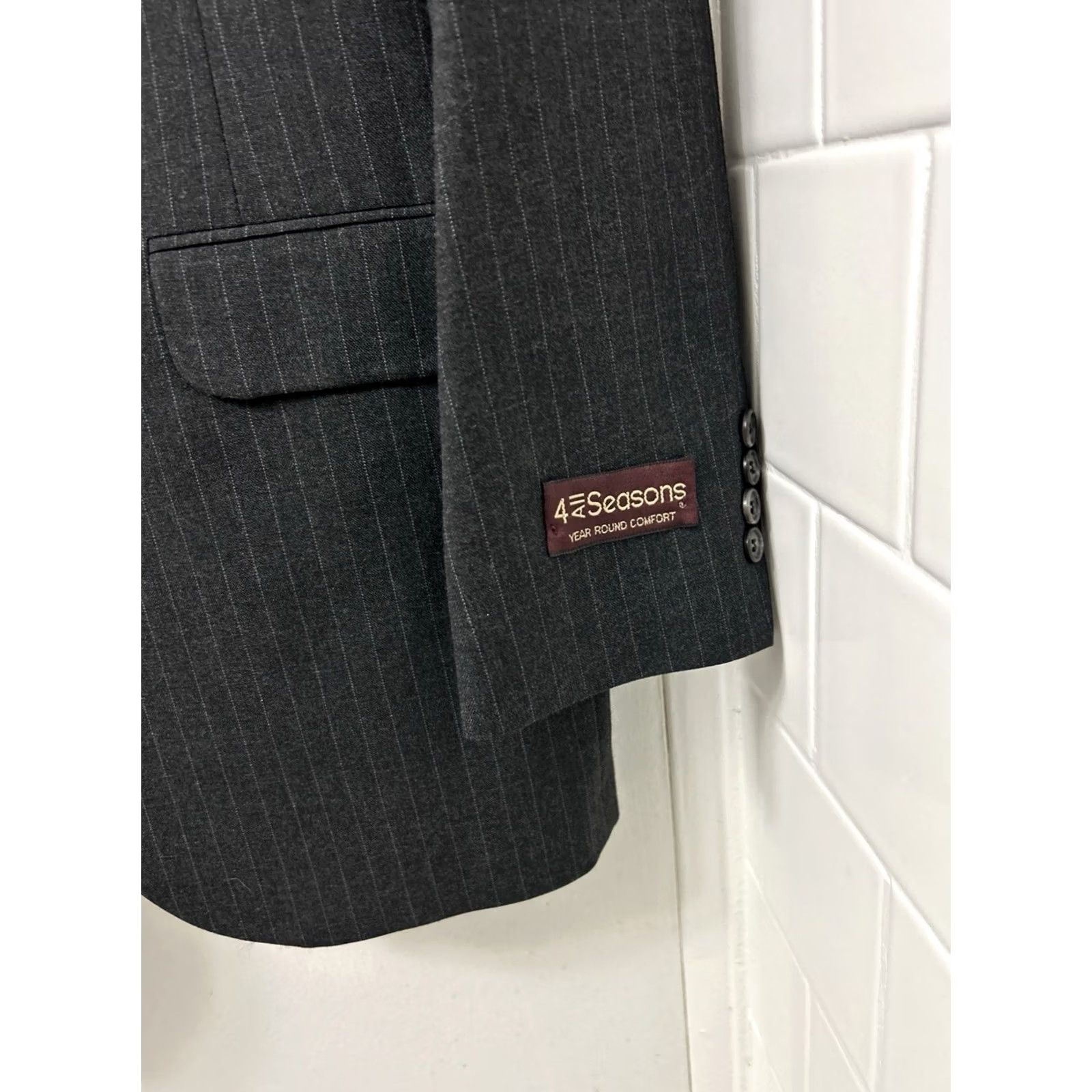 Vintage VINTAGE Brooke & Deane Blazer Mens 40 Gray Pinstripe Wool Jacket Made in USA NWT Blazer Jeans? Size 40R - 4 Thumbnail