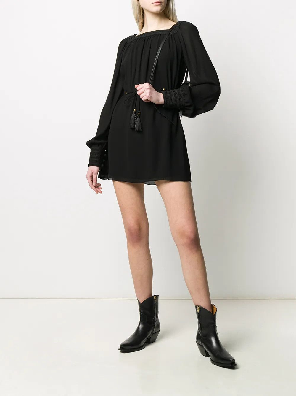 Saint Laurent Paris o1y0126 Mini Dress in Black Size M / US 6-8 / IT 42-44 - 4 Thumbnail