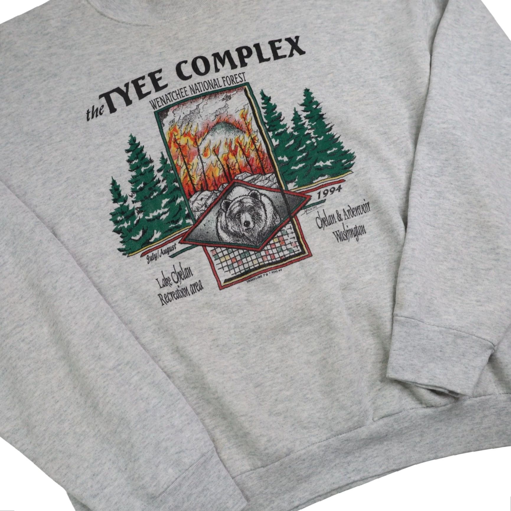 Vintage VINTAGE 1994 Wenatchee National Forest Tyee Complex Fire XL Sweatshirt Gray Mens XL Sweatshirt Size US XL / EU 56 / 4 - 3 Thumbnail