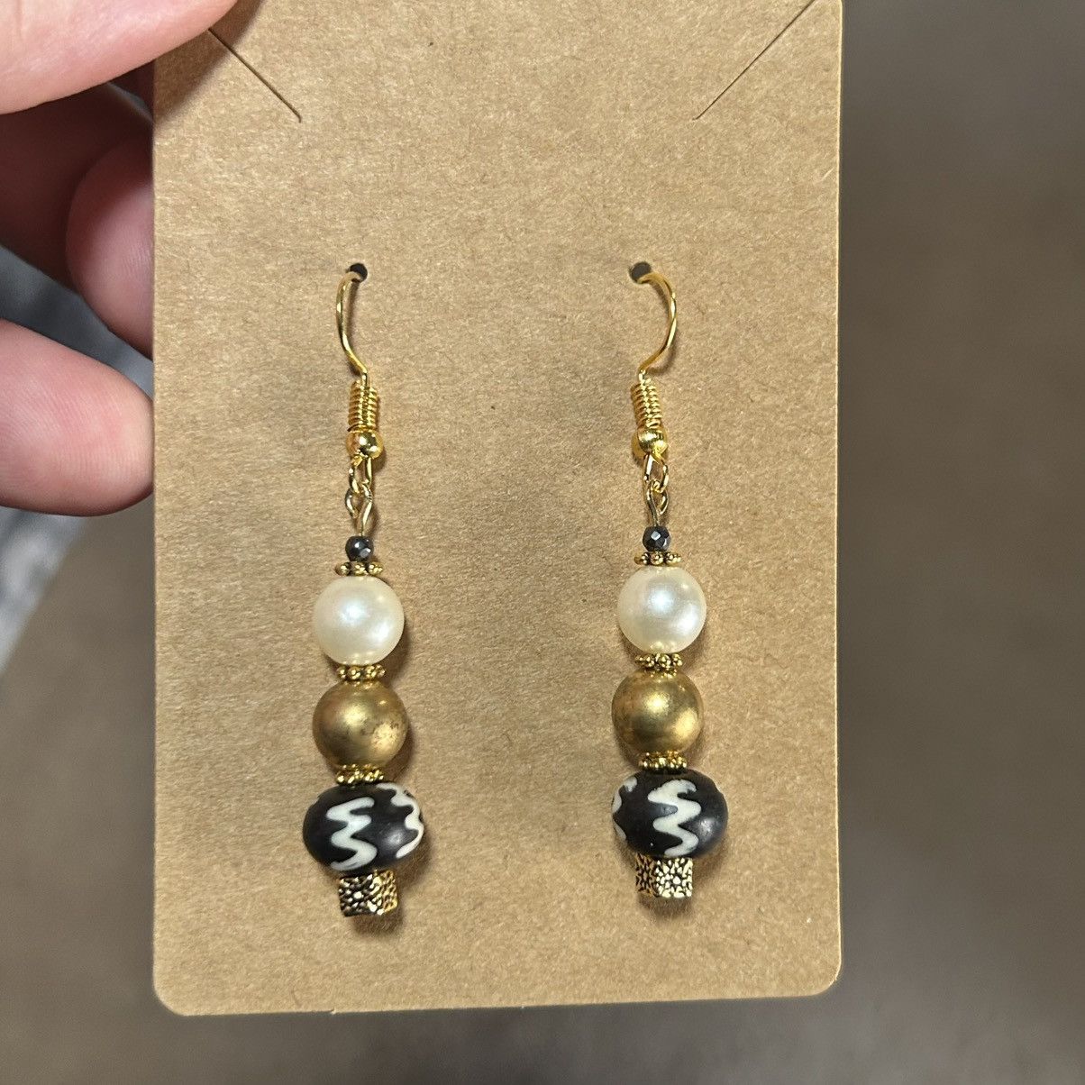 Handmade Handcrafted elegant salvaged vintage beads earrings Size ONE SIZE - 2 Thumbnail