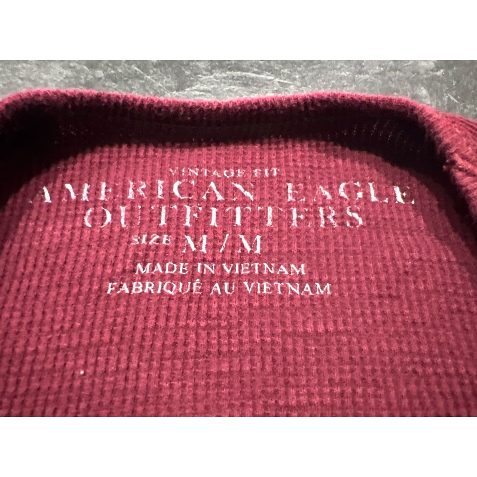 American Eagle Outfitters American Eagle Mens Maroon Waffle Knit Crew Neck Pullover Long Sleeve M Size US M / EU 48-50 / 2 - 5 Thumbnail