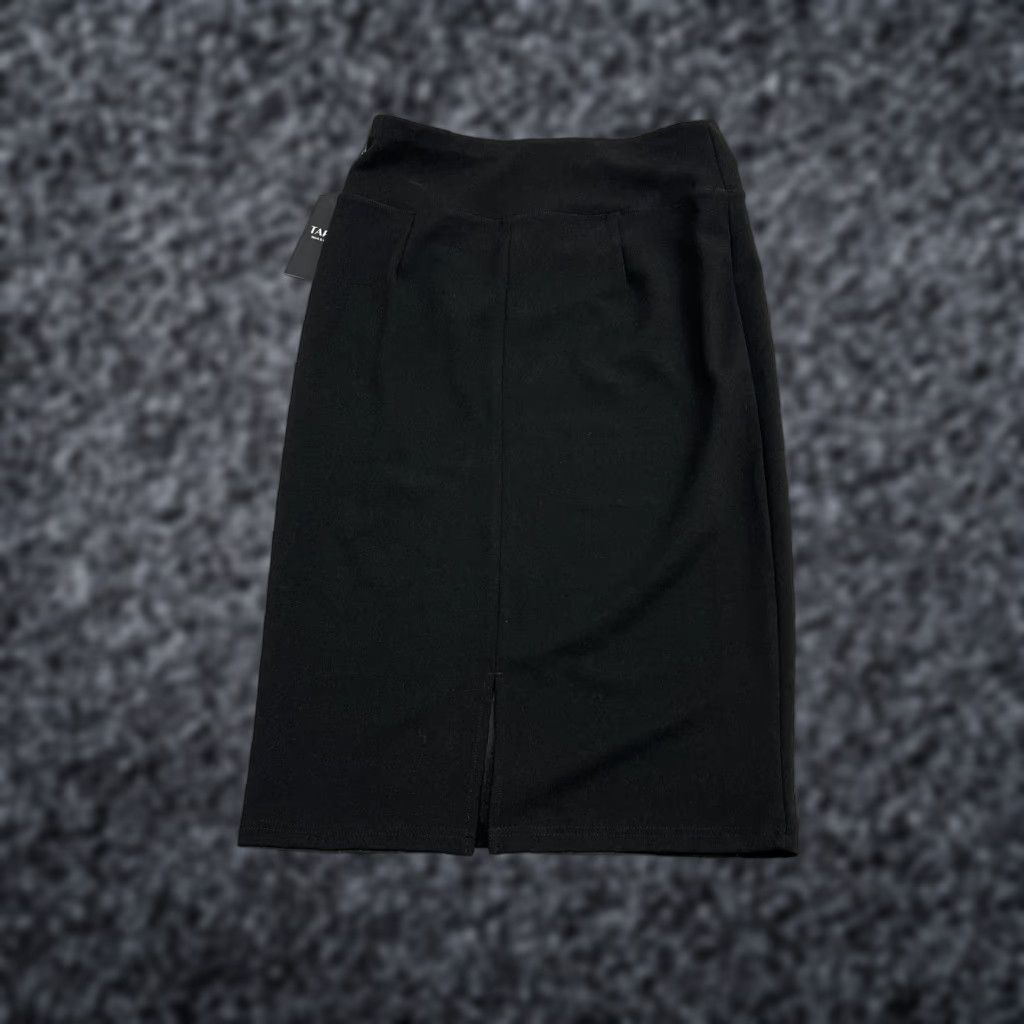 Vintage TAPATA Skirt Womens M Black Pencil Knee Length Stretch Pull On Workwear Office Size 32" / US 10 / IT 46 - 1 Thumbnail