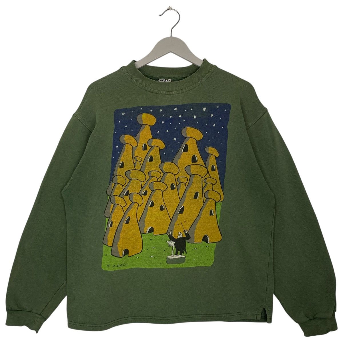 Vintage Vintage Coplu Printed Crewneck Sweatshirt Green Size M Size US M / EU 48-50 / 2 - 1 Thumbnail
