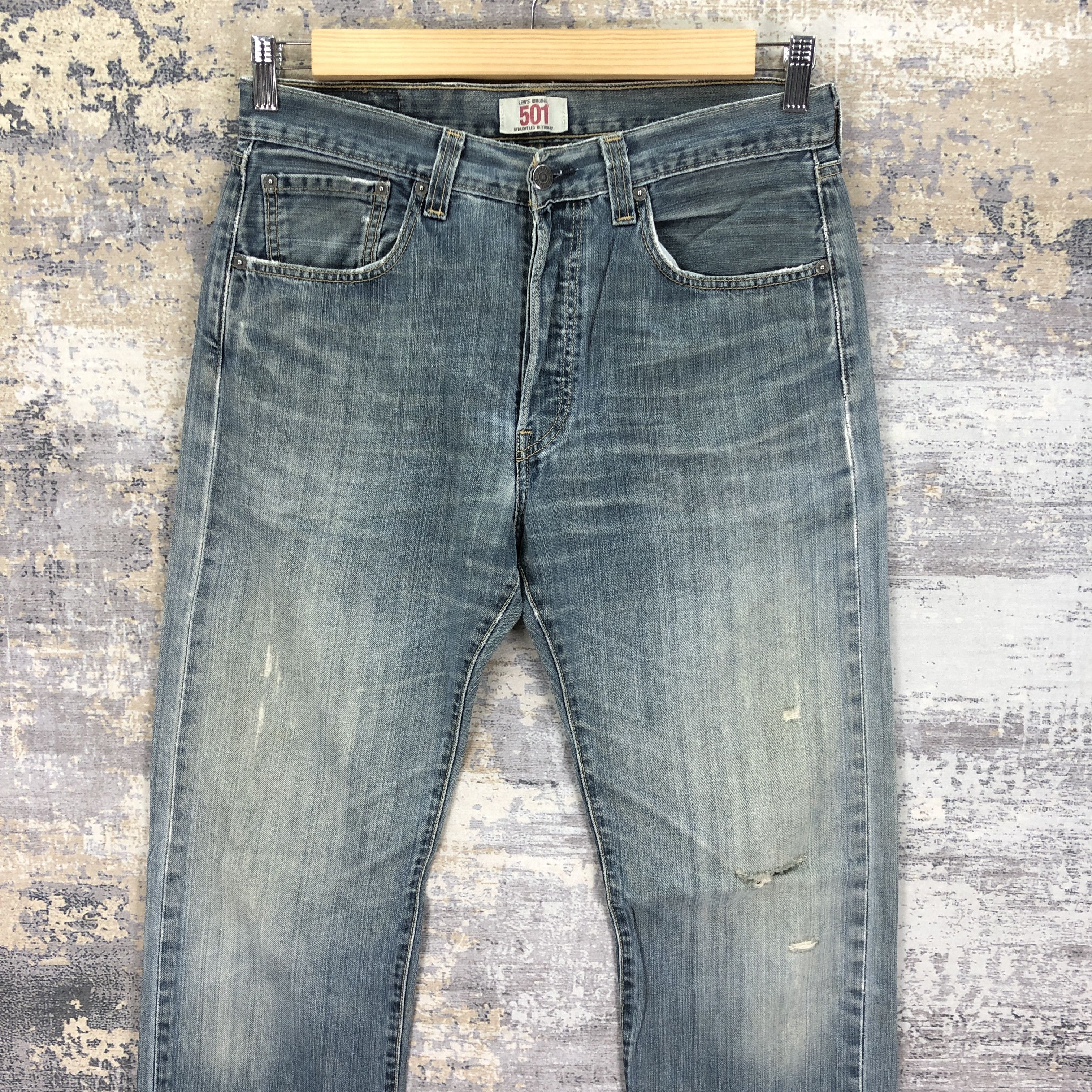 Levi's Vintage Y2K Levis 501 Faded Jeans Levi's Ripped Wash Denim Size US 30 / EU 46 - 3 Thumbnail