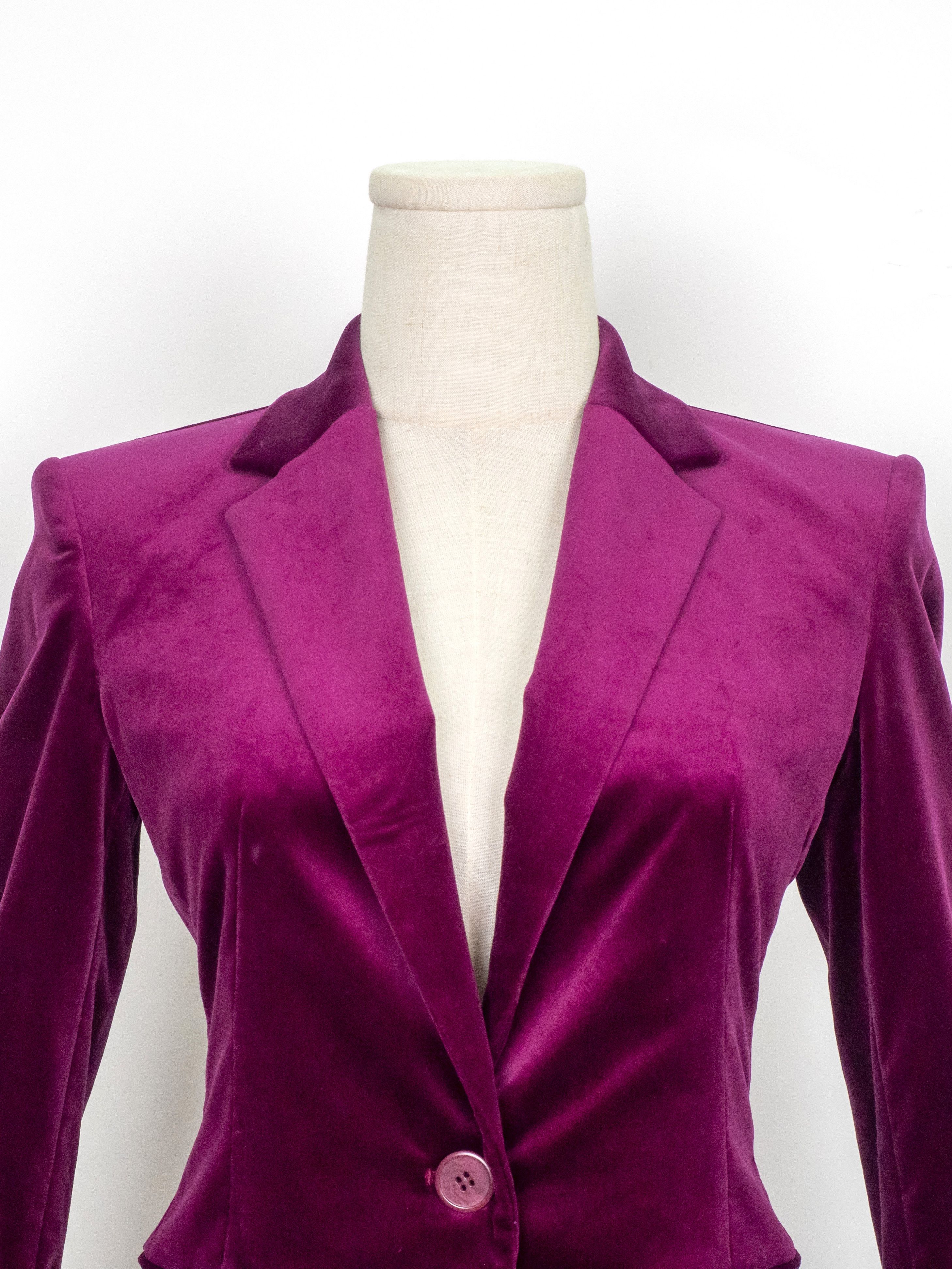 Theory Theory Fuchsia Velvet Slim Fit Pant Suit Size XXS / US 00 / IT 34 - 5 Thumbnail