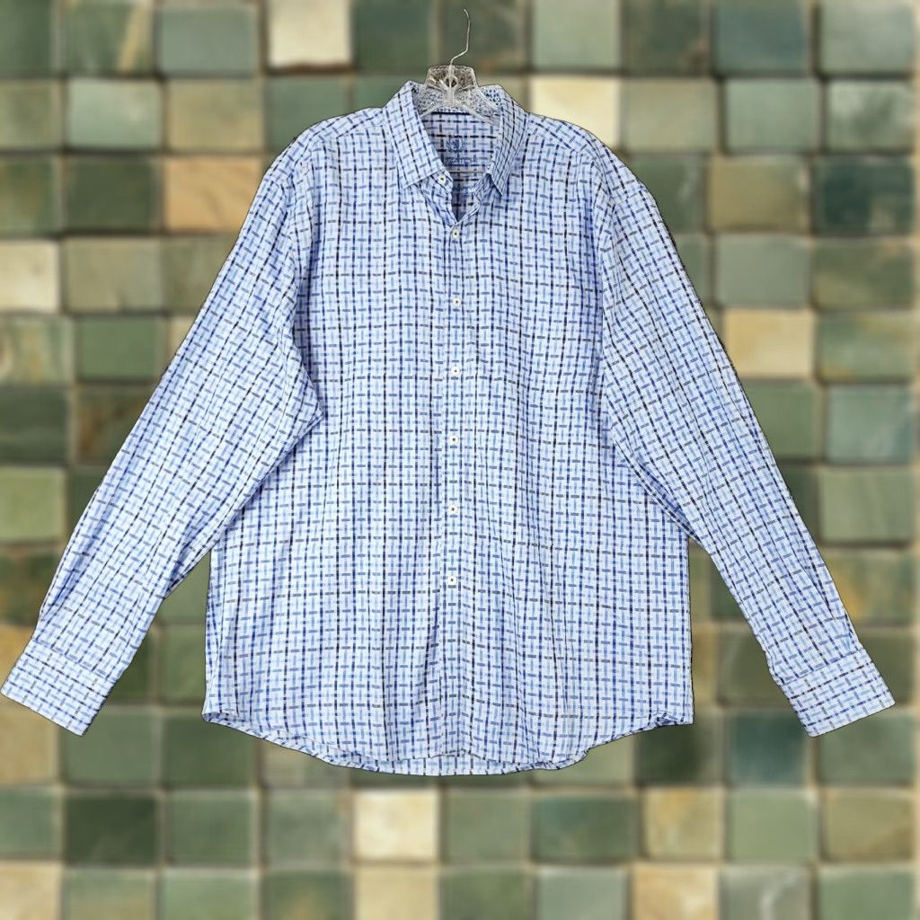 BUGATCHI Bugatchi Uomo Mens Long Sleeve Dress Shirt Blue XL Size 46R - 1 Thumbnail