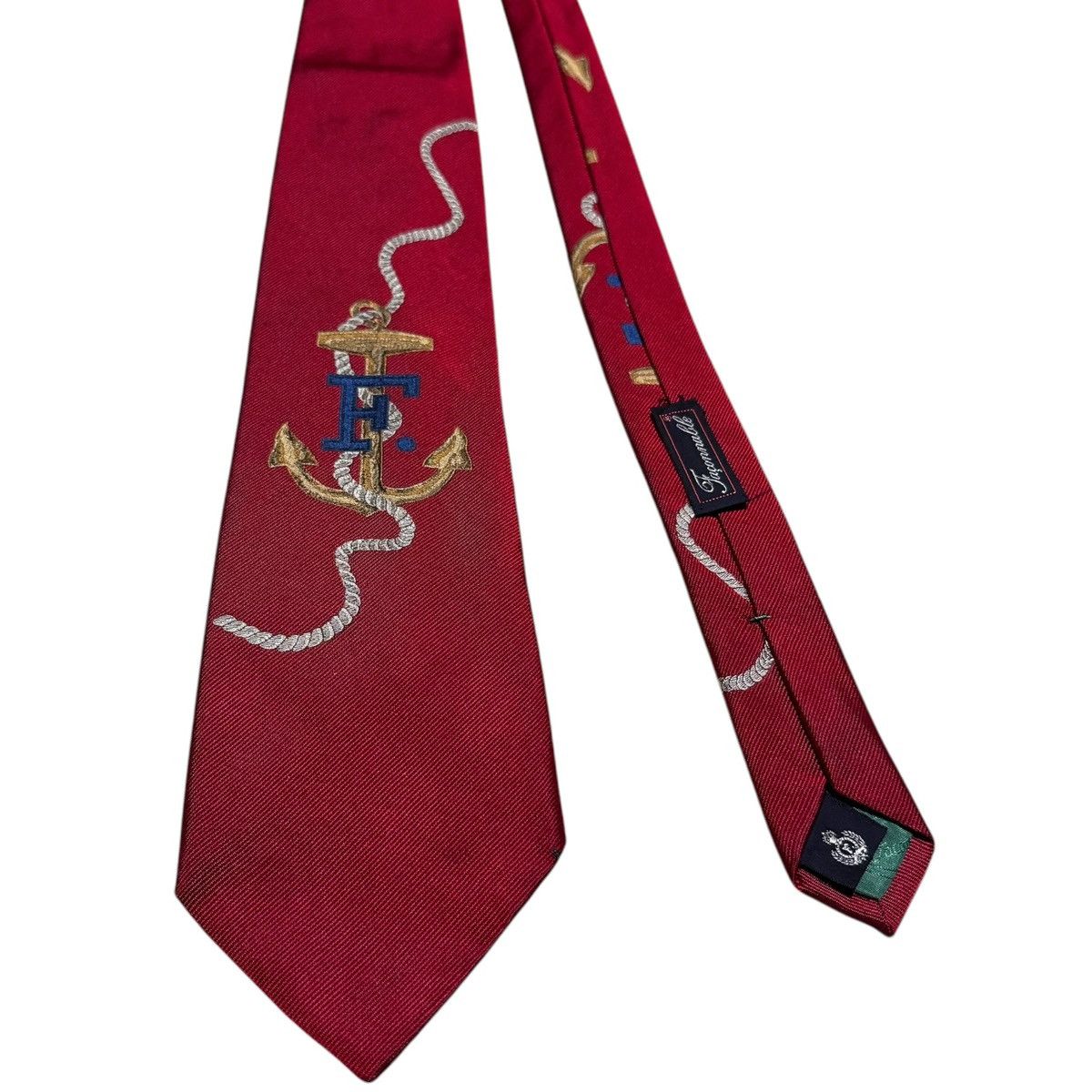 Faconnable Faconnable France Silk Hand Made Logo Nautical Anchor Tie Size ONE SIZE - 3 Thumbnail