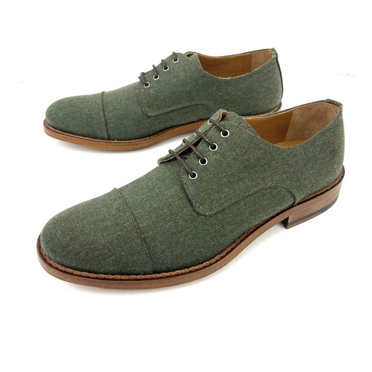 TAFT TAFT The Kennedy Shoe Green Wool Leather Oxford Cap Toe $275 Size US 7.5 / EU 40-41 - 1 Thumbnail