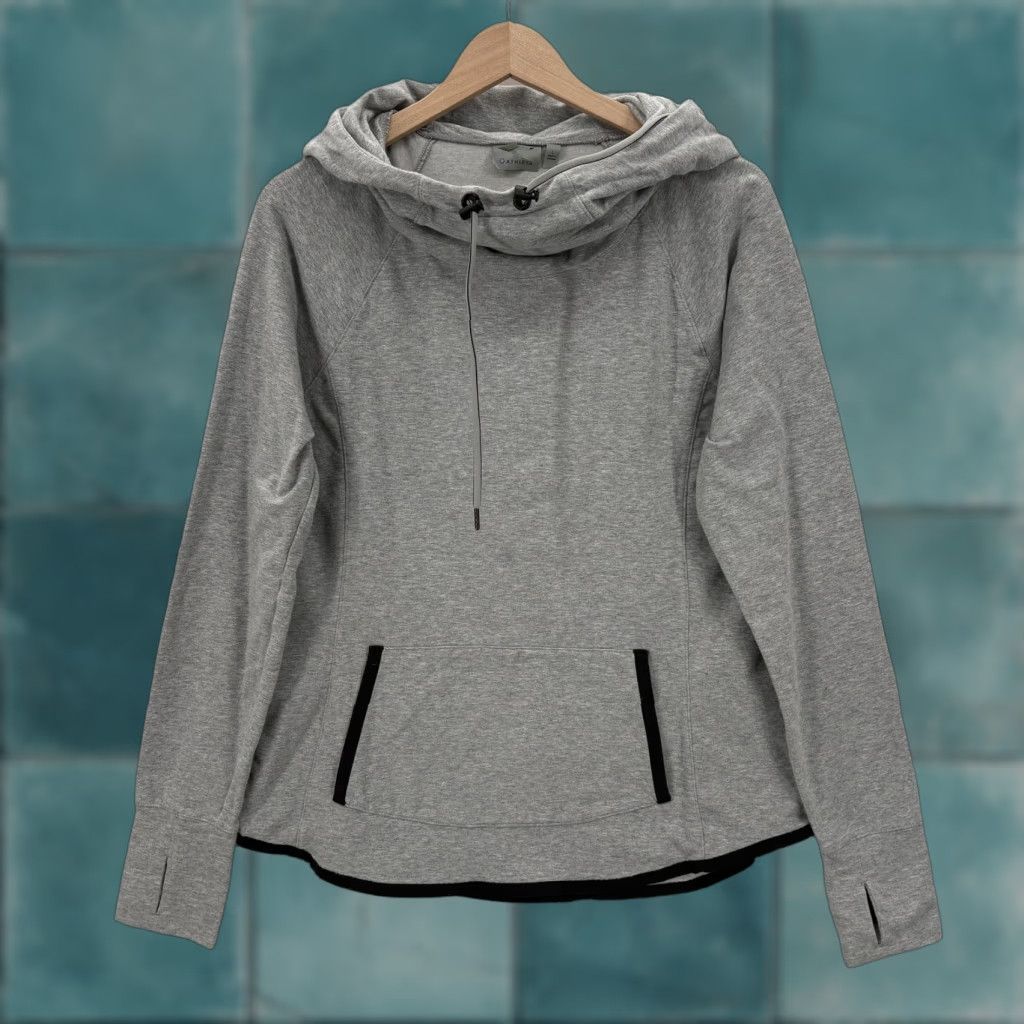Athleta Athleta Sentry Hoodie Womens Large Gray Cowl Neck Thumbholes Stretch Size L / US 10 / IT 46 - 1 Thumbnail