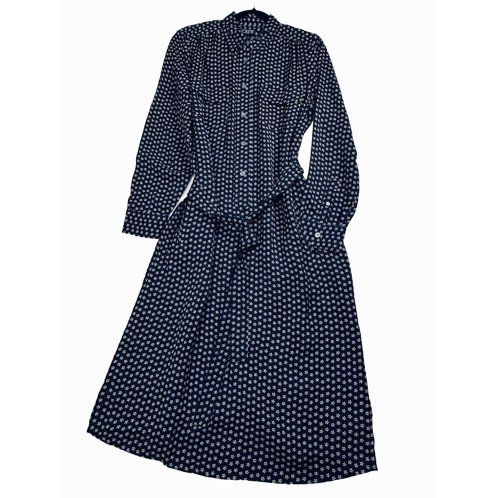 J.Crew J.Crew Tie-Waist Shirt-Dress In Daisy Floral Print Navy Sz 8 Size M / US 6-8 / IT 42-44 - 3 Thumbnail