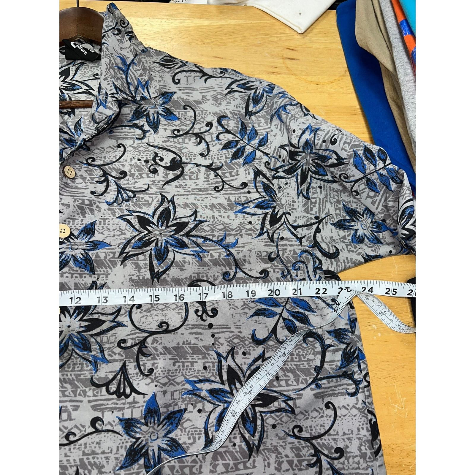 Vintage Street Culture Button Up Shirt Gray blue Floral Taiwan Large Size US L / EU 52-54 / 3 - 8 Thumbnail