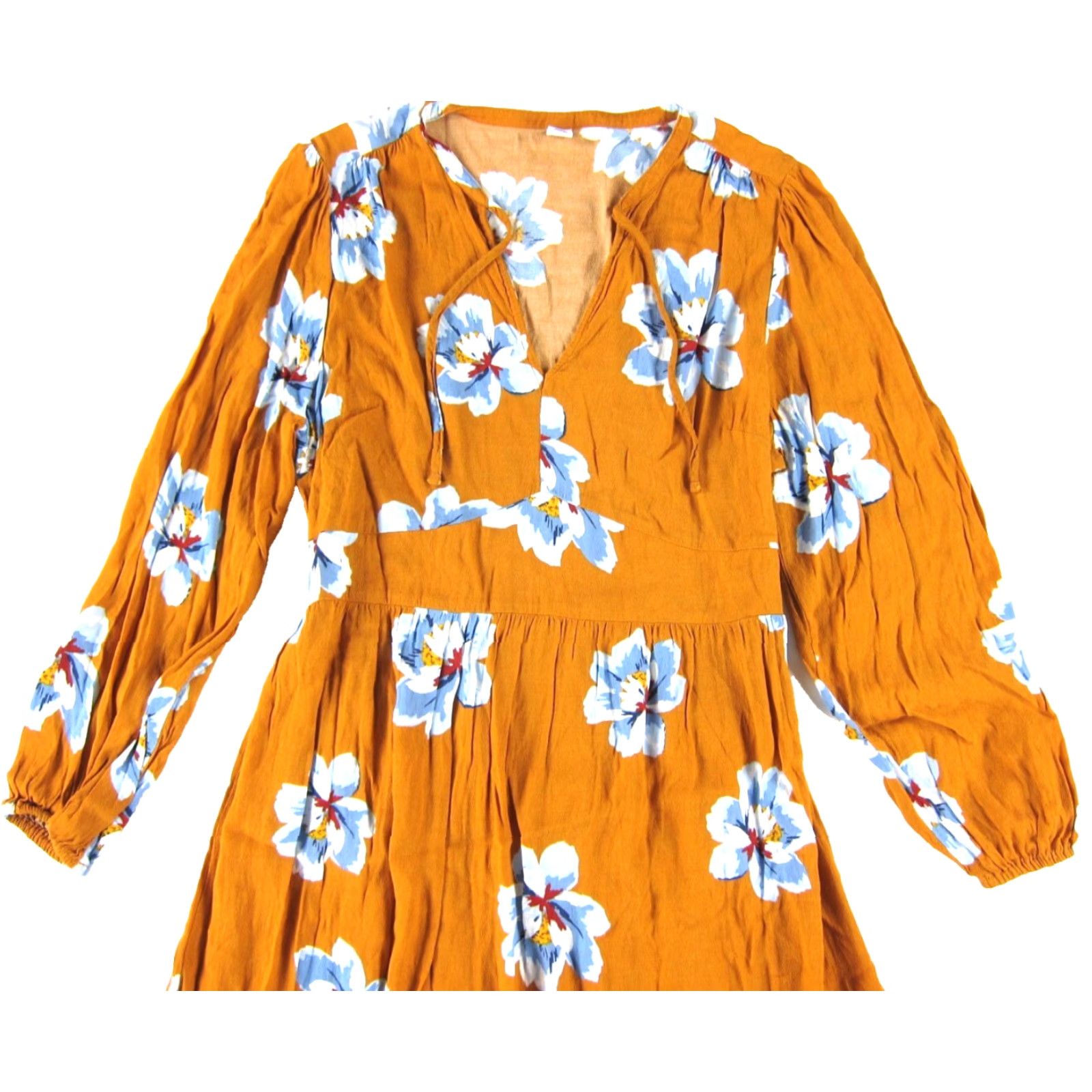 Old Navy VINTAGE Old Navy Orange Blue White Floral Rayon Long Sleeve Tiered Maxi Dress Med Size M / US 6-8 / IT 42-44 - 4 Thumbnail