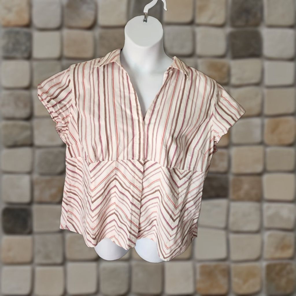 Style & Co Style & Co Button-Up Shirt Cap Sleeve Multicolor Striped 20W Womens Plus Size Top Size 3XL / US 20-22 - 1 Thumbnail