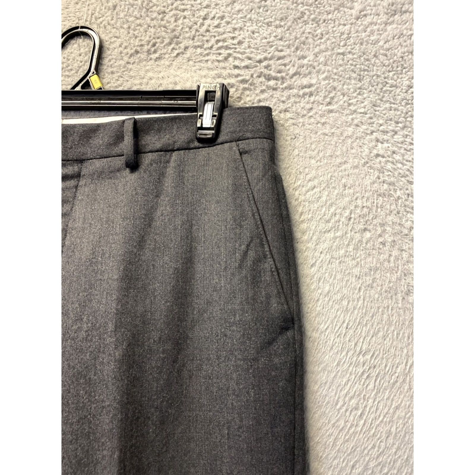 Vintage Anderson Morton Dress Pants Men’s 34x32 Gray Wool Flat Front Zipper Casual Dress Pants Classic Fit Slash Pockets Italy Size US 34 / EU 50 - 2 Thumbnail