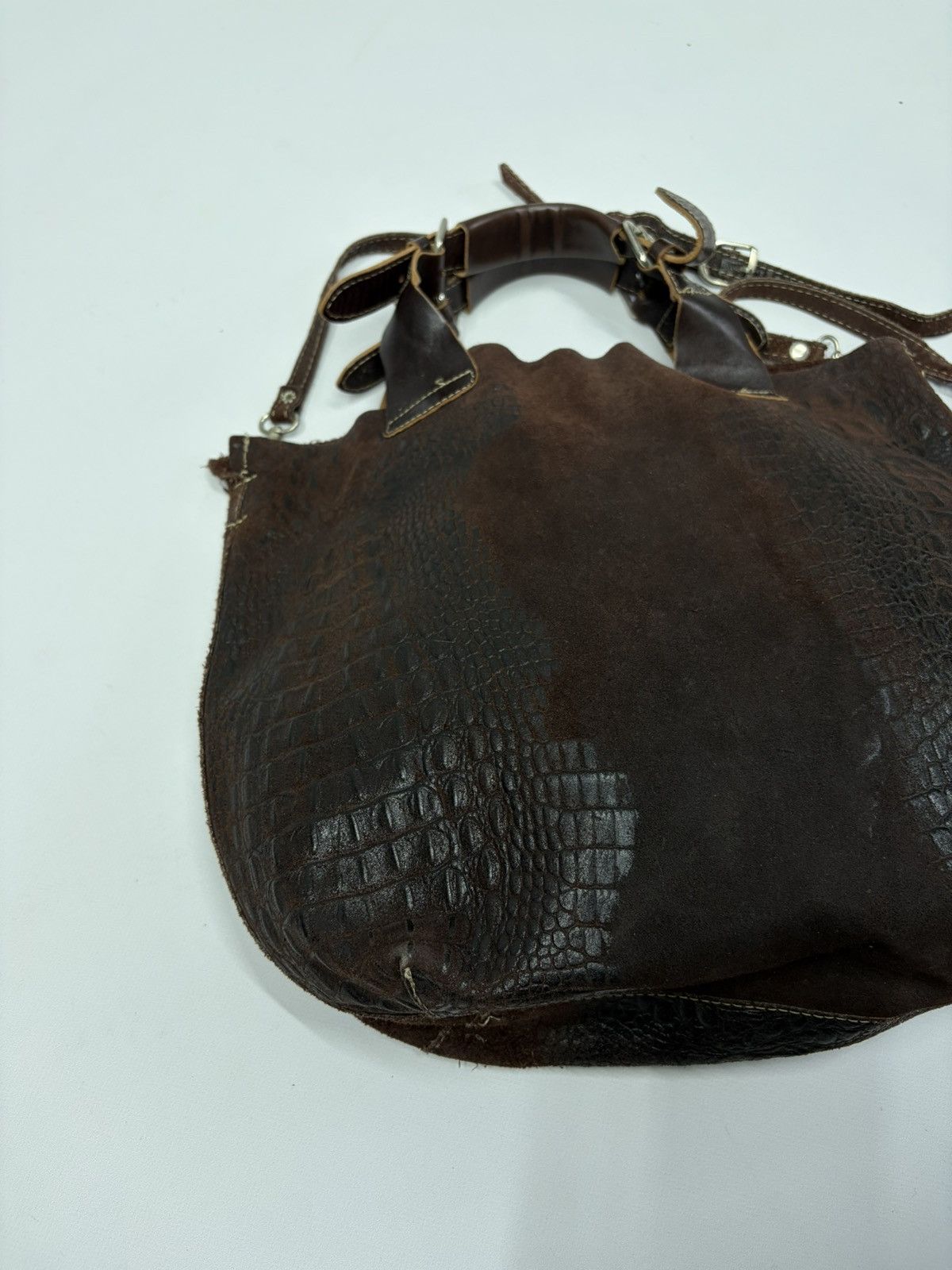 If Six Was Nine Distressed Leather Studded Bag Rick Owens Vibe y2k Dark Punk Size ONE SIZE - 6 Thumbnail