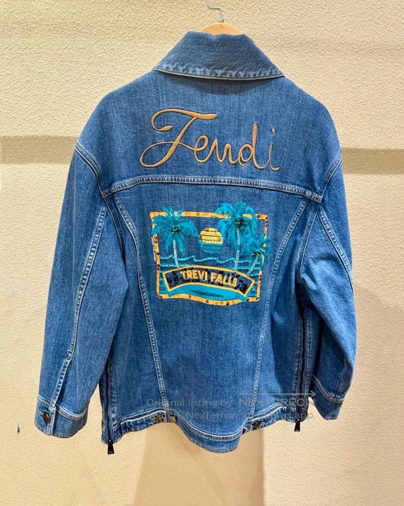 Fendi Fendi Beach Sequin Letter Logo Embroidered Denim Jacket Size XXS / US 00 / IT 34 - 1 Thumbnail