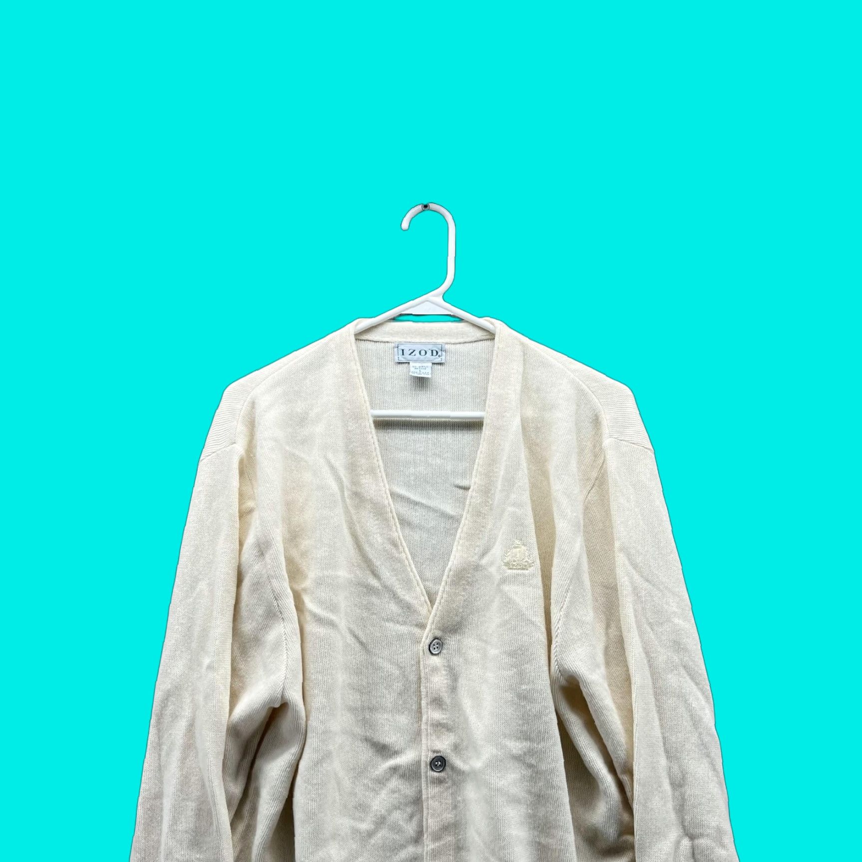 Izod VINTAGE Izod Sweater Cardigan Women Large Beige Logo Acrylic All Seasons Fall Spring Winter Womens Holiday JL Size L / US 10 / IT 46 - 1 Thumbnail
