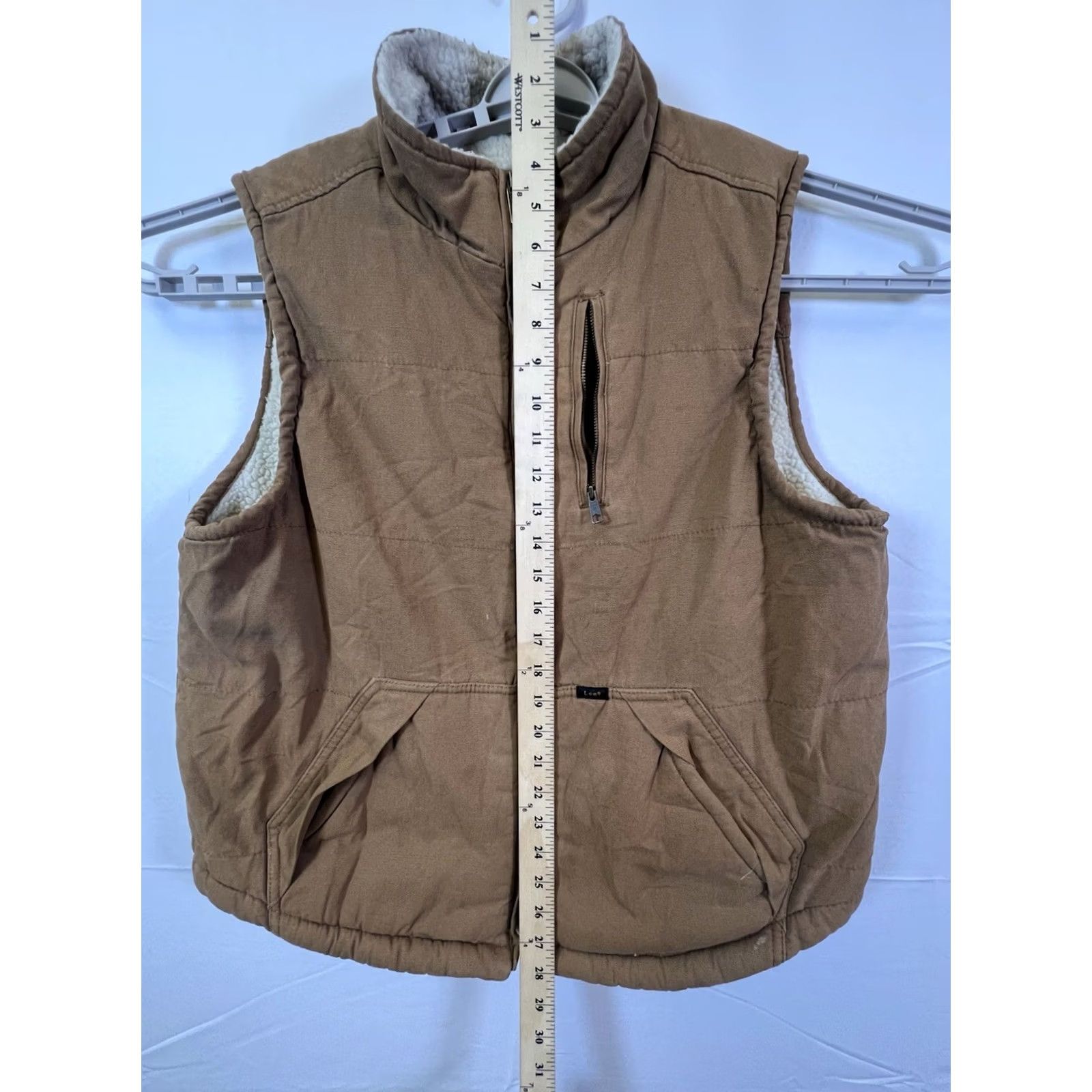 Lee Lee Premium Select Men's Vest - Cotton Canvas Sherpa Lined Full Zip Insulated Brown M Size US M / EU 48-50 / 2 - 3 Thumbnail