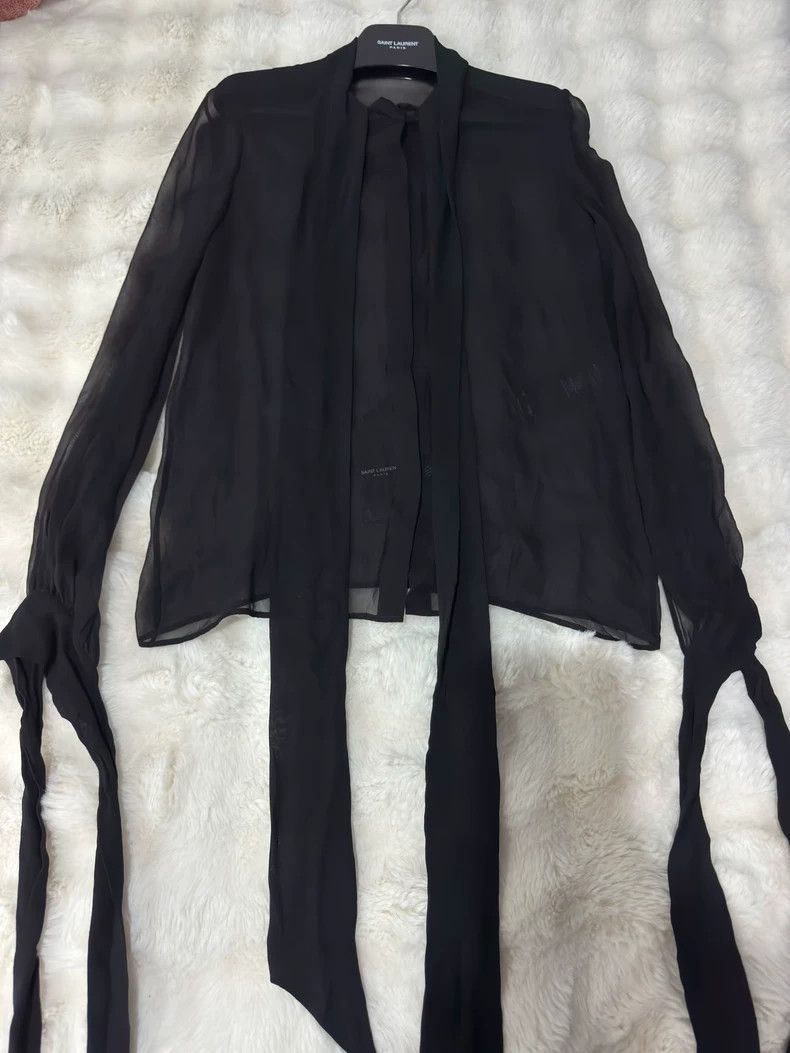 Saint Laurent Paris Saint laurent paris Silk see-through multi-streamer shirt 2 Size XS / US 0-2 / IT 36-38 - 1 Thumbnail