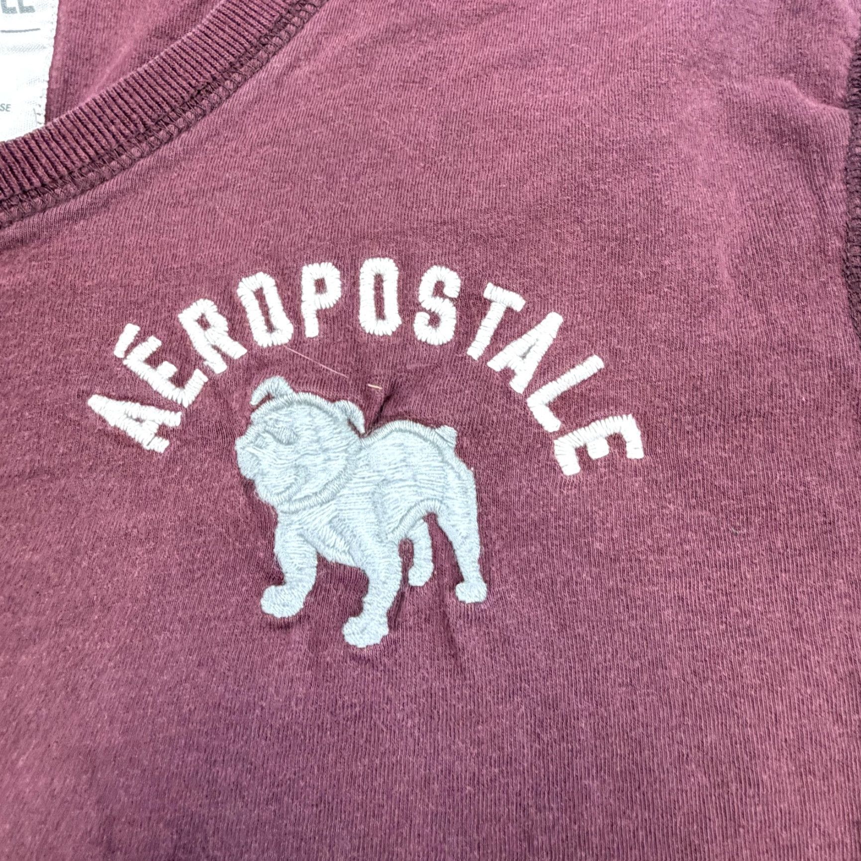 Aeropostale Aeropostale Shirt Mens Medium Maroon V Neck Bulldog Graphic Cotton Logo Tee Size US M / EU 48-50 / 2 - 4 Thumbnail