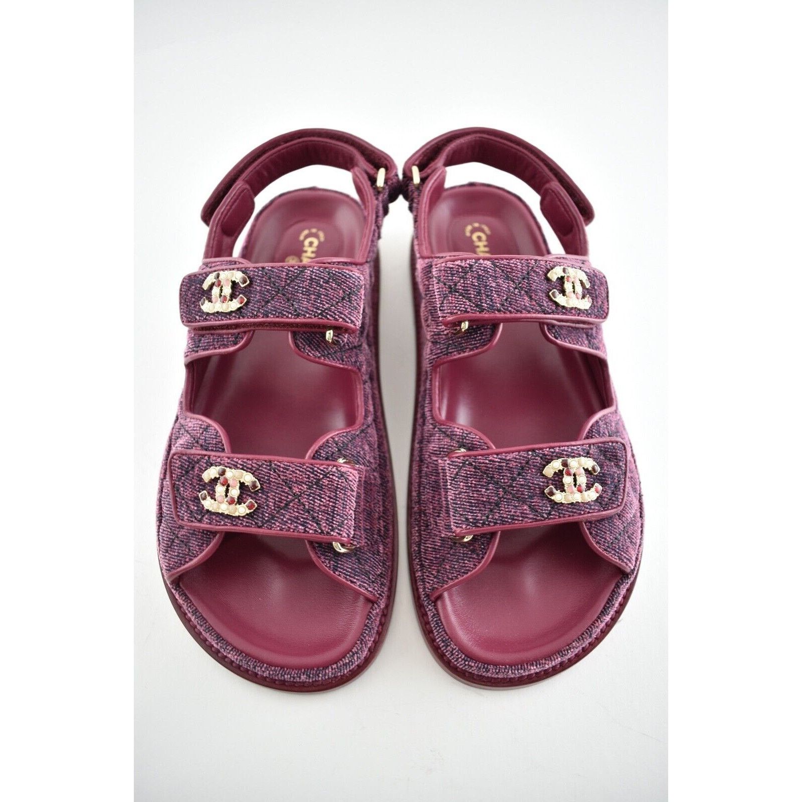 Chanel Chanel 21A Pink Velvet Denim CC Logo Mule Slide Strap Flat Size US 9 / IT 39 - 8 Thumbnail