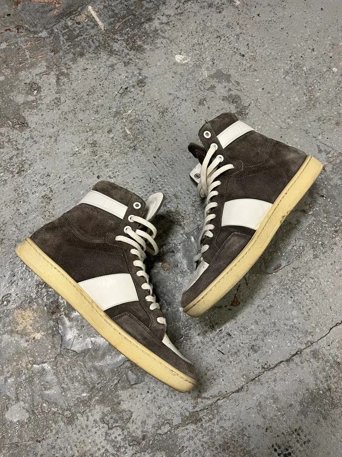 Designer × Saint Laurent Paris × Vintage Saint Laurent SL10H Grey & Suede High Shoes by Hedi Slimane Size US 7 / EU 40 - 5 Thumbnail