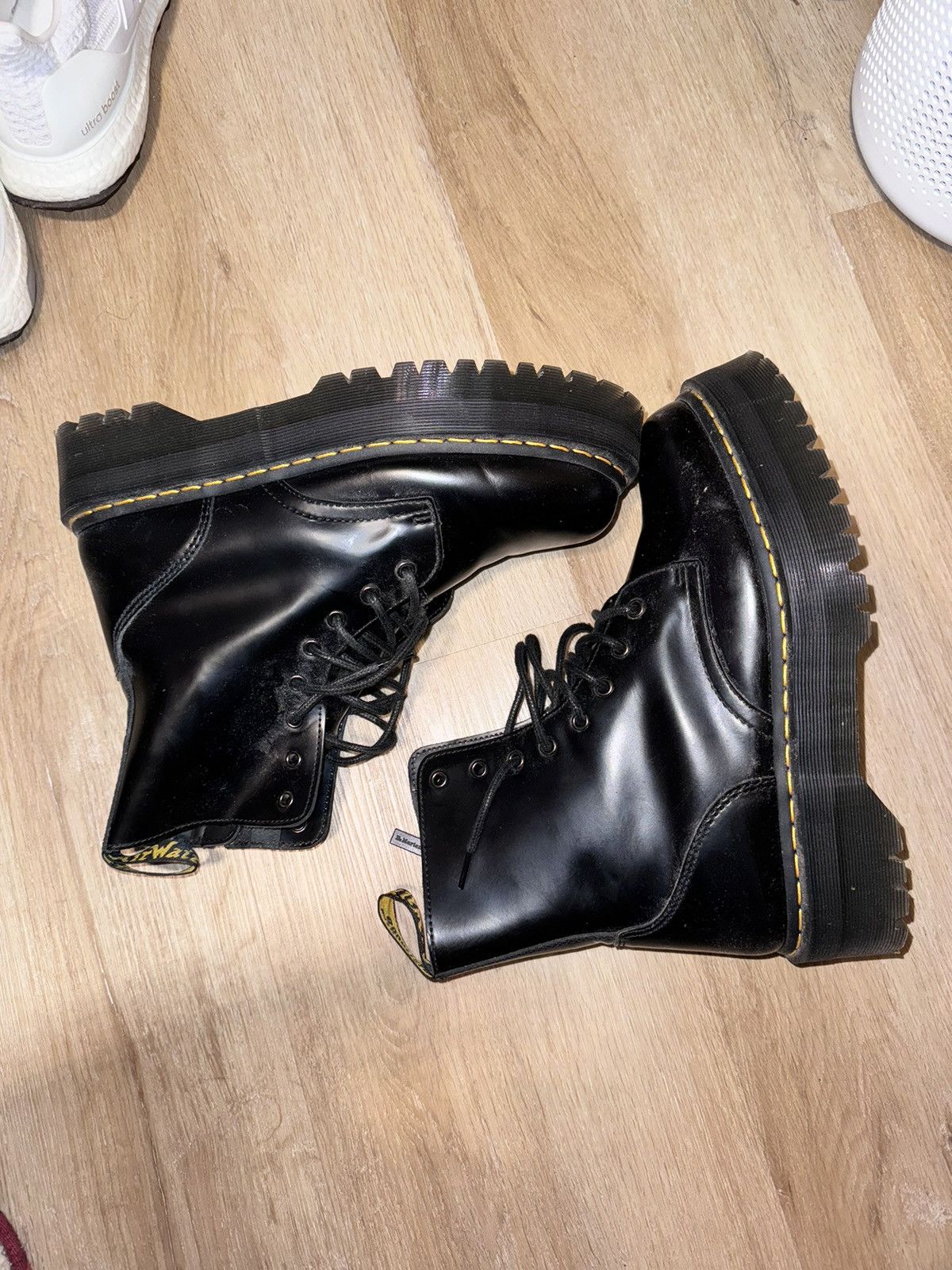 Dr. Martens Dr. Martens Black Polished Jadon Platform Boots Size US 11 / EU 44 - 1 Thumbnail