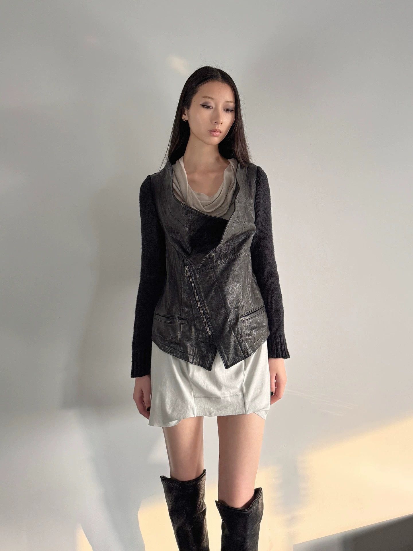 Yohji Yamamoto Yohji Yamamoto Limi Feu Goatskin-Wool Knit Jacket S Vtg Size S / US 4 / IT 40 - 2 Thumbnail