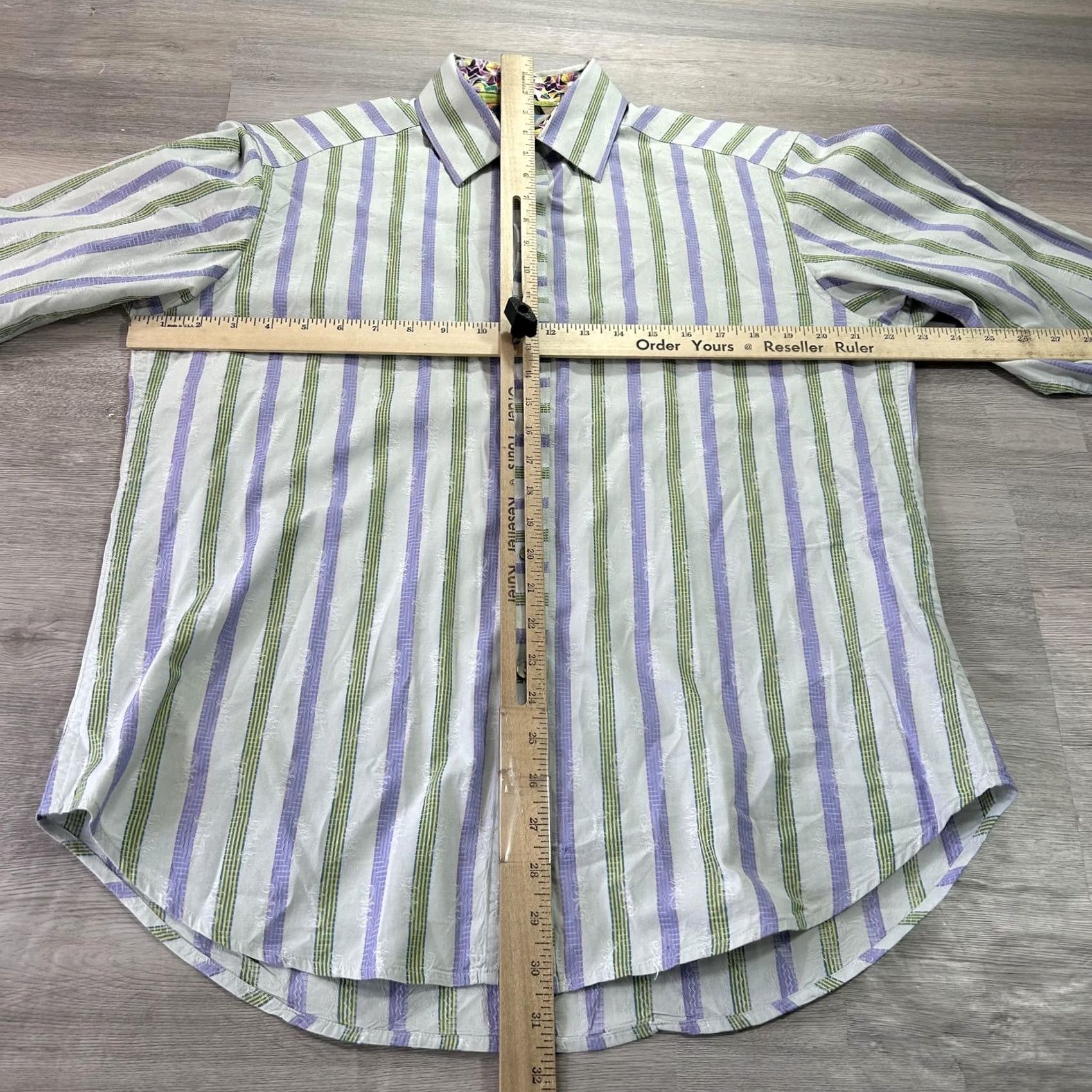 Robert Graham Robert Graham Shirt Mens M Green Purple Stripe Long Sleeve Button-Up Casual Size US M / EU 48-50 / 2 - 7 Thumbnail