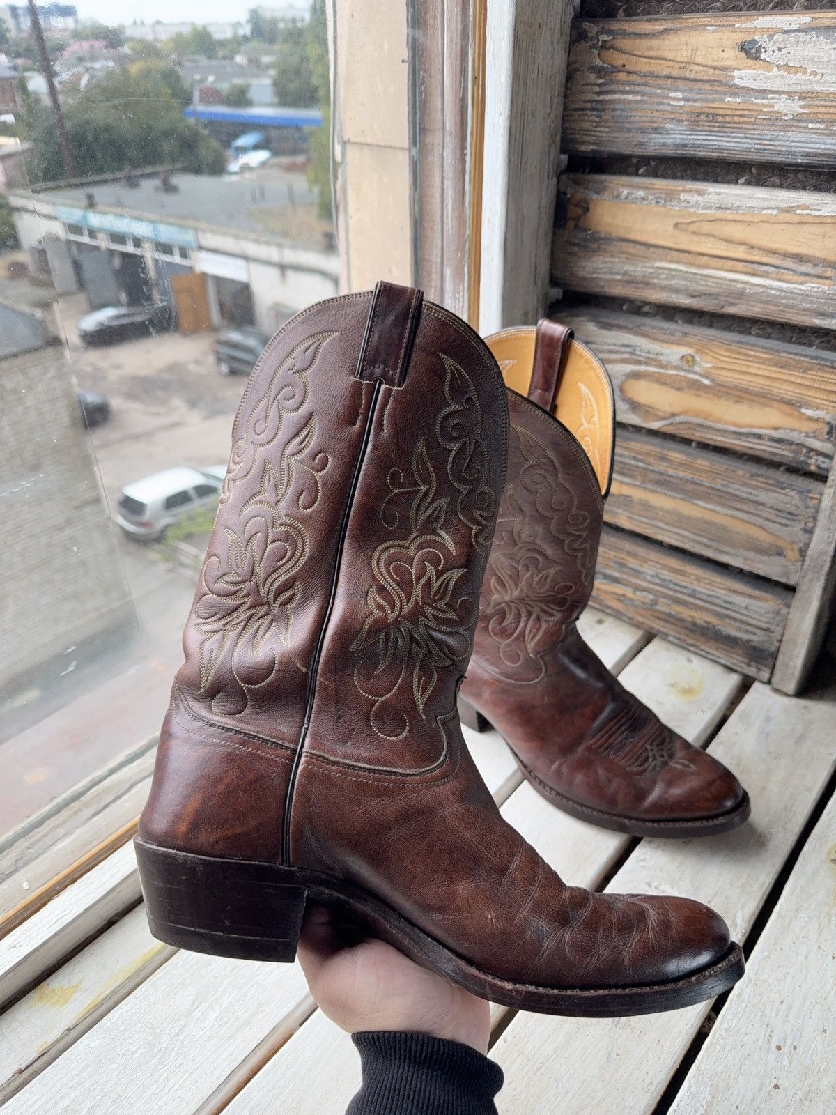 Justin Boots Justin Boots 1652 Brown Leather Western Cowboy Boots USA Size US 12 / EU 45 - 13 Thumbnail
