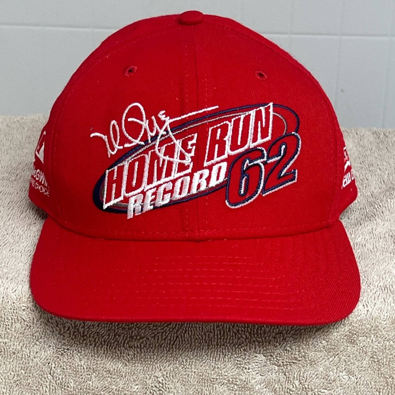 Vintage NEW ERA Mark McGwire St. Louis Cardinals #62 Home Run Record Snapback Hat 90s Red