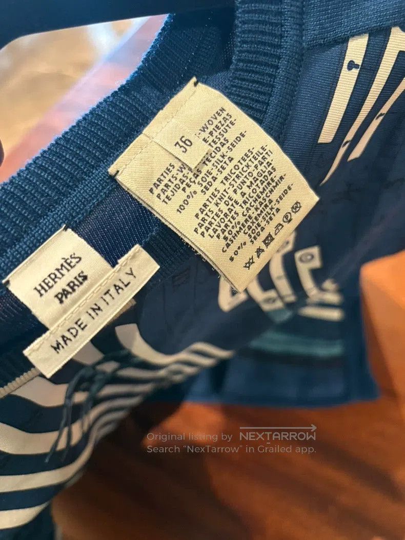 Hermes Hermes Deep blue silk-knit T-shirt Size XS / US 0-2 / IT 36-38 - 4 Thumbnail