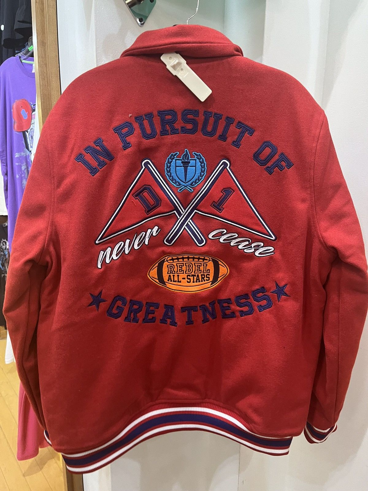 Other Red Letterman Bomber Jacket Size US L / EU 52-54 / 3 - 2 Thumbnail