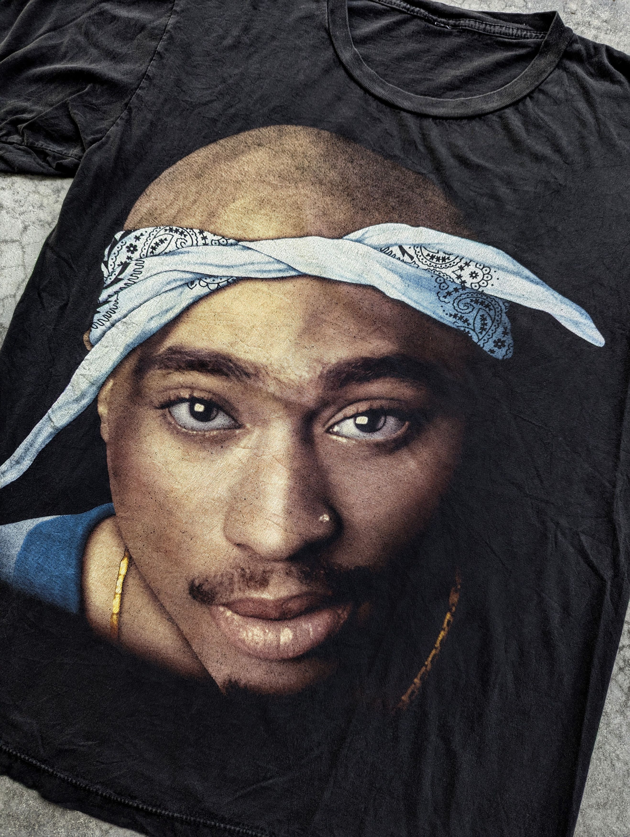 Rap Tees Vintage 90's Tupac Shakur Big Face Bootleg Brazil Tshirt Size US L / EU 52-54 / 3 - 2 Thumbnail