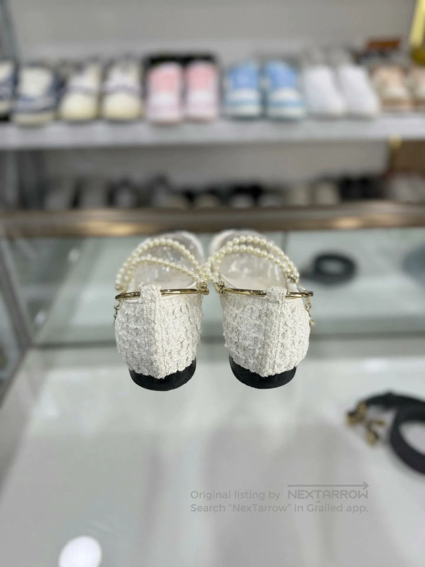 Chanel Chanel White Camellia Pearl Mary Jane Shoes. Size US 6 / IT 36 - 3 Thumbnail