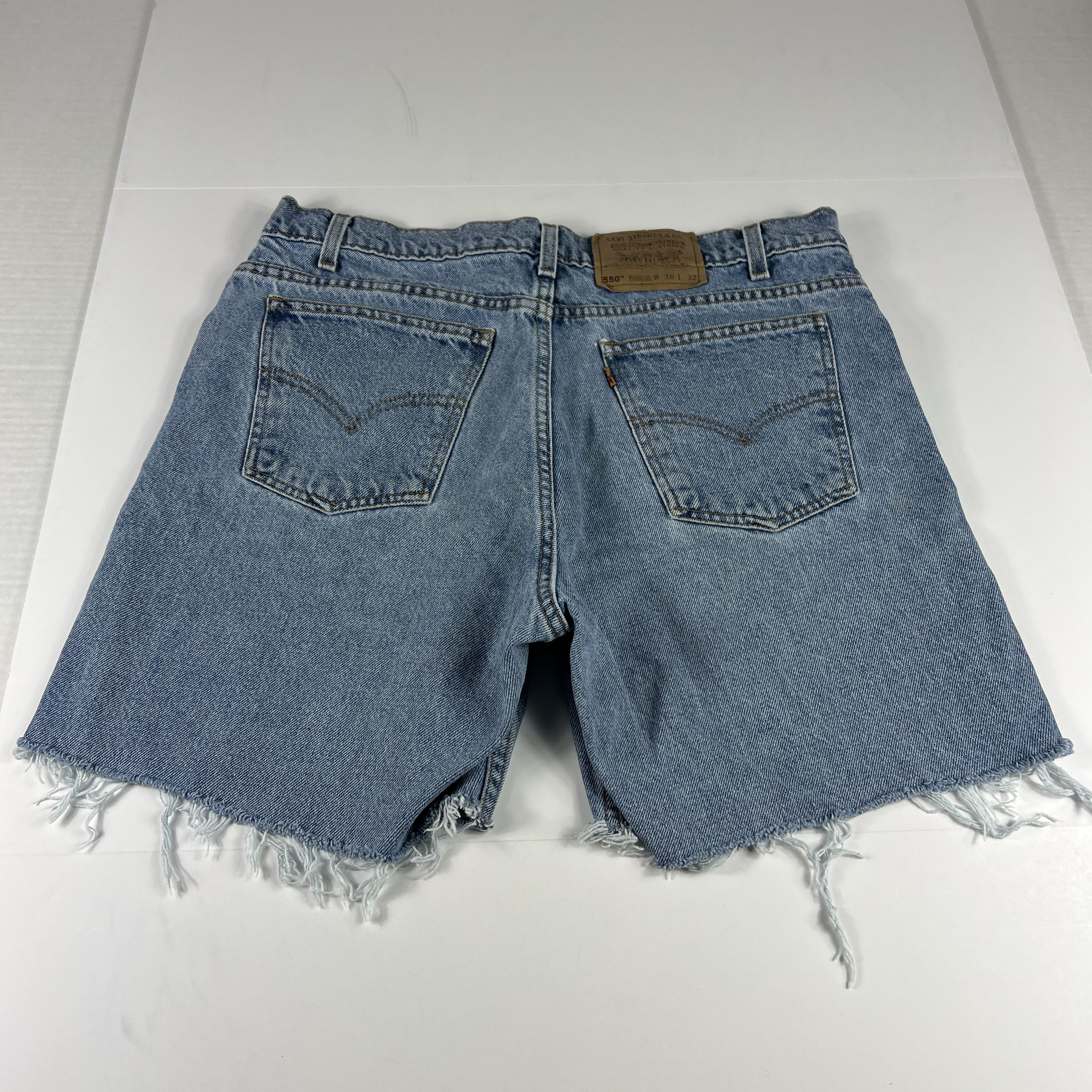 Levi's × Vintage VTG 90s Levi's Jean Short 550 Cut Off Denim Orange Tab Jorts Size US 34 / EU 50 - 7 Thumbnail