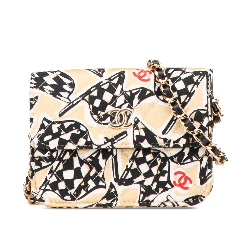 Chanel Chanel Canvas Leather Mini Chain Shoulder Bag Canvas Crossbody Bag in Beige, Women's