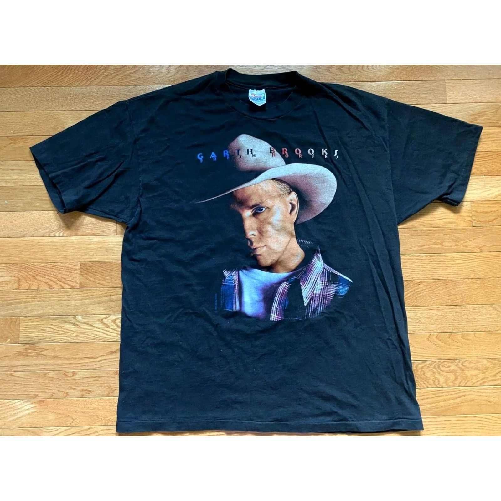 Hanes VINTAGE Hanes Shirt Mens XXL Black VTG Garth Brooks Fresh Horses Tour Graphic Country Size US XXL / EU 58 / 5 - 2 Thumbnail