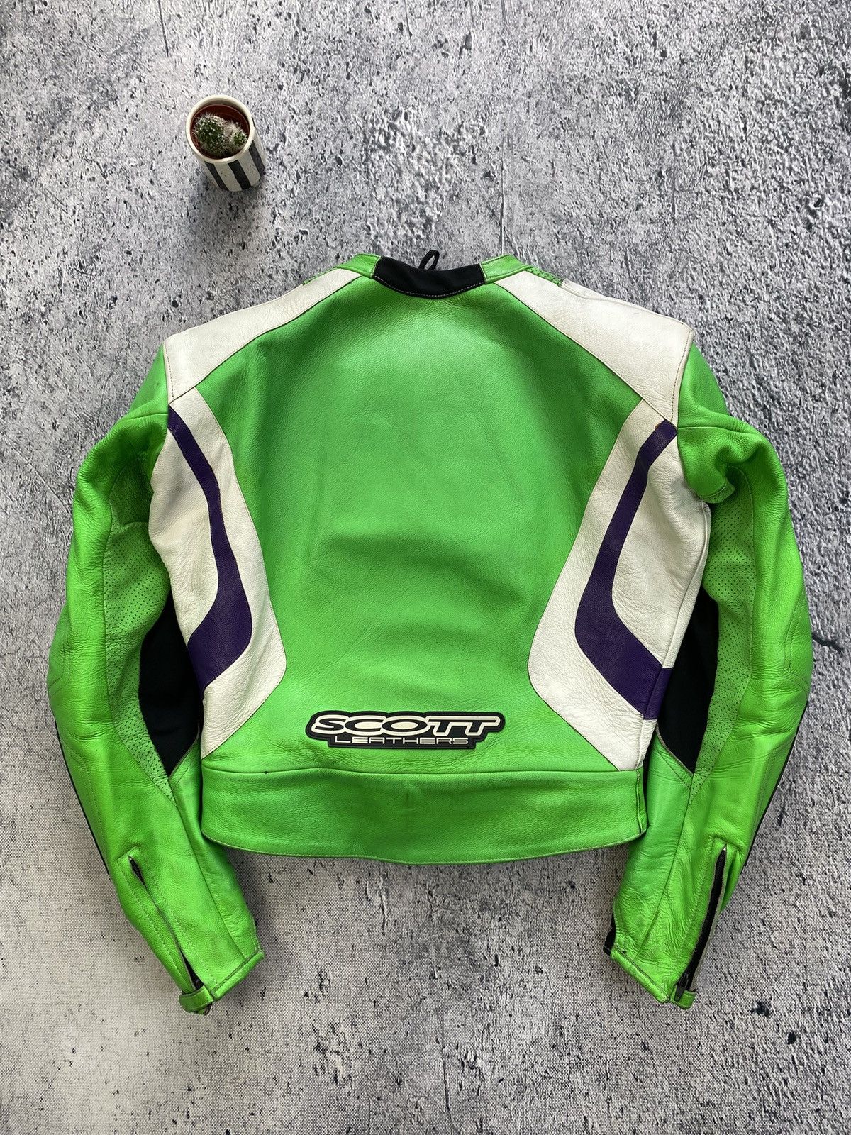 Vintage Leather Jacket Racing Kawasaki Scott USA