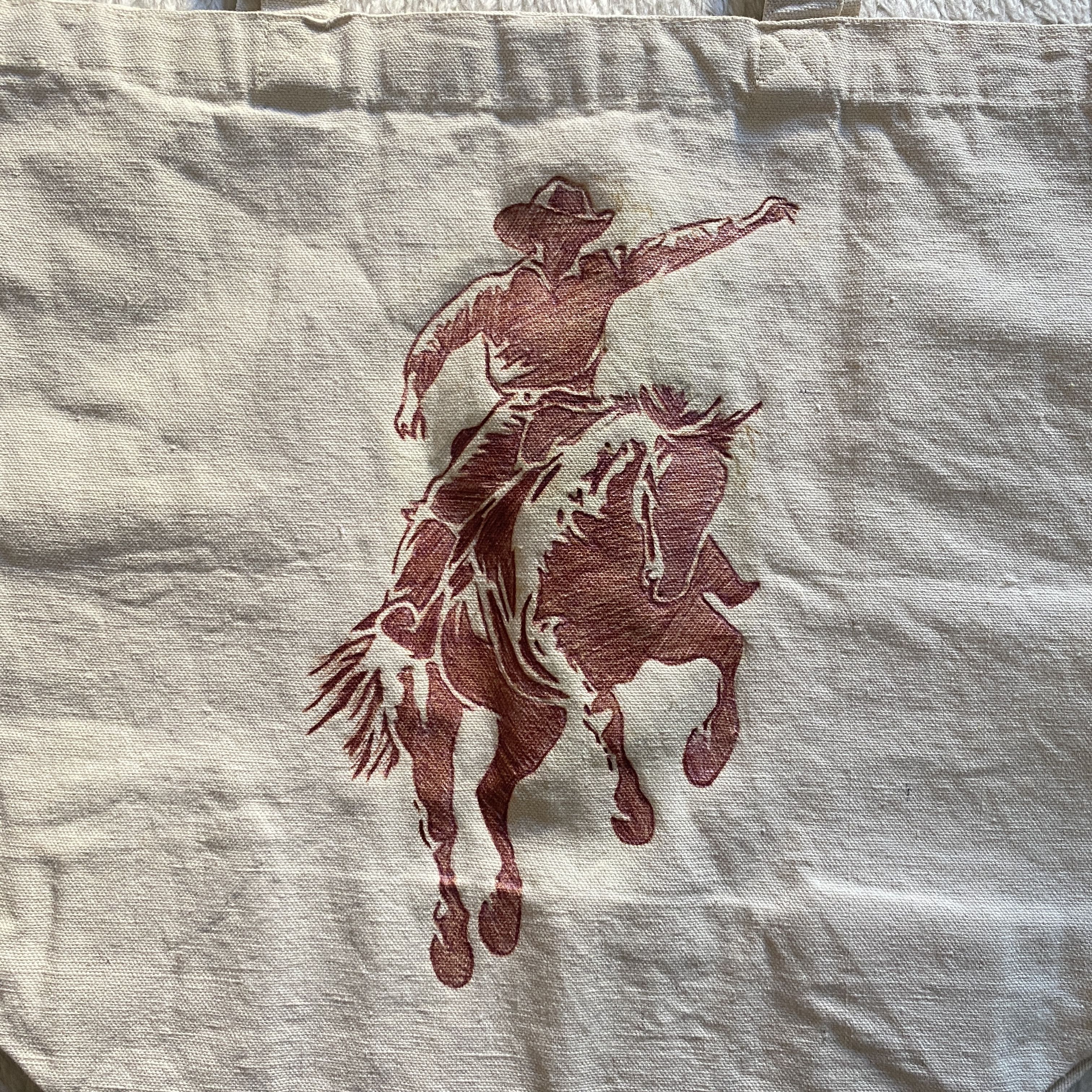 Other Hand-Burned Cowboy Canvas Tote Bag – One-of-a-Kind Design Size ONE SIZE - 1 Thumbnail