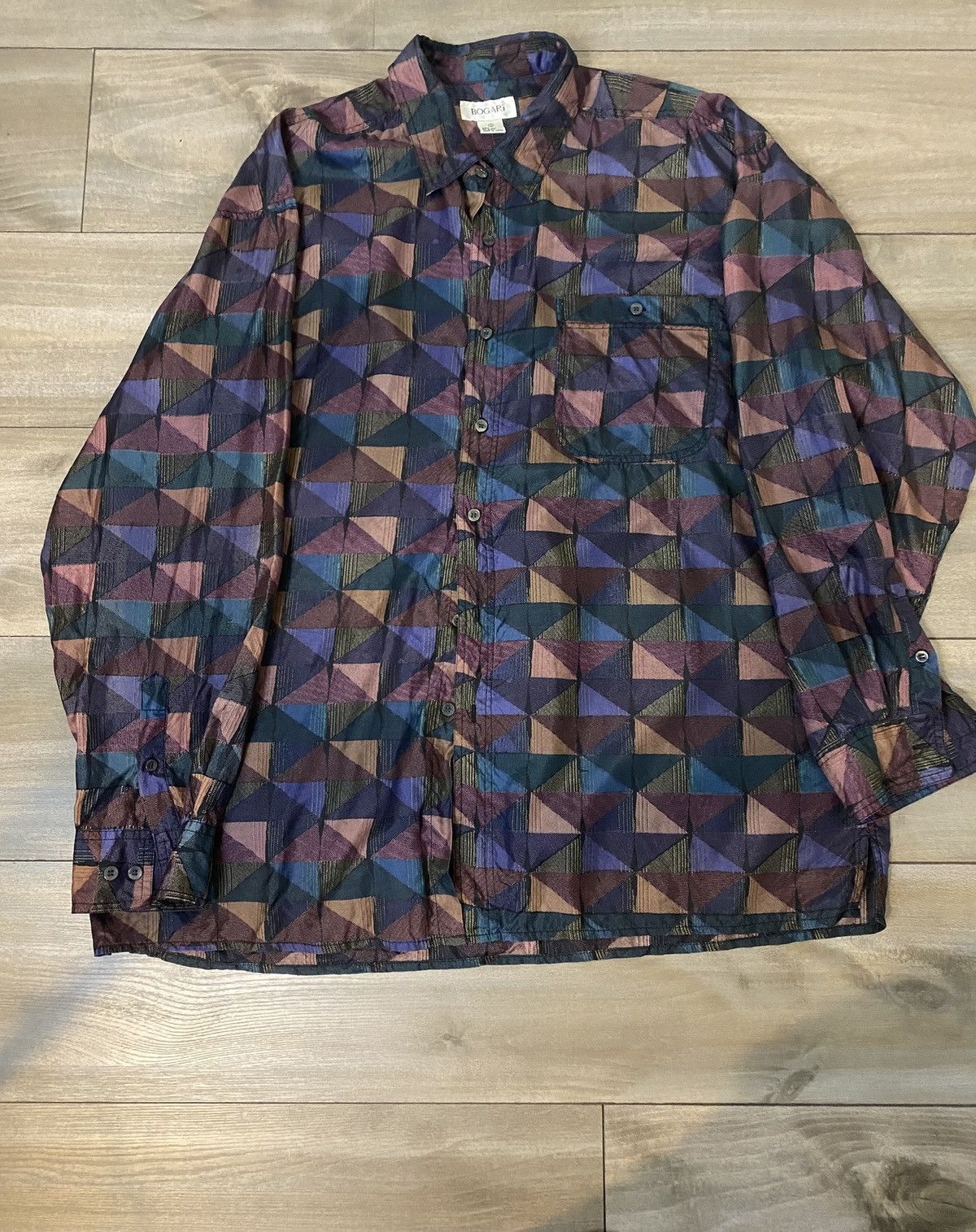 Other × Vintage Vintage Bogari, 100% silk button down, Men’s dress shirt, XL Size US XL / EU 56 / 4 - 3 Thumbnail
