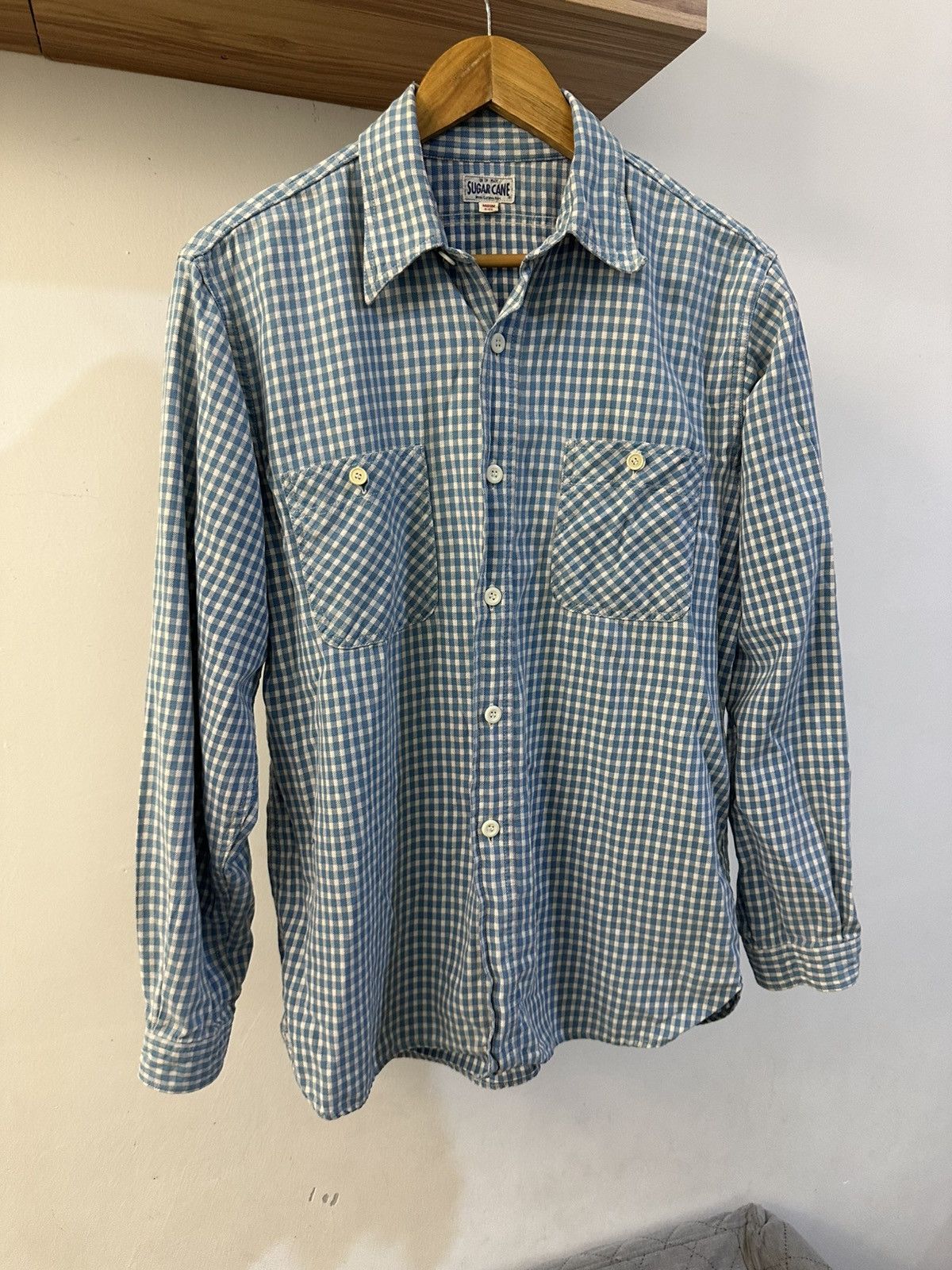 Sugar Cane Vintage Sugar Cane Blue Checkered Double Pocket Button Up Size US M / EU 48-50 / 2 - 2 Thumbnail