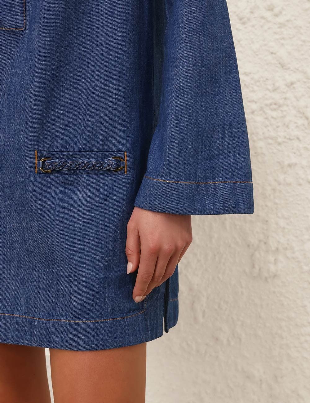 Zimmermann oc11z1025 Wylie Denim Tunic Dress in Blue Size XS / US 0-2 / IT 36-38 - 5 Thumbnail