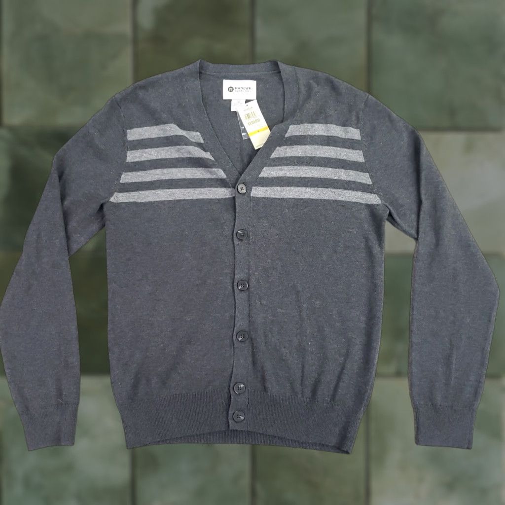 Haggar Haggar Mens Cardigan Sweater Small Gray Knit Long Sleeve V Neck Size US S / EU 44-46 / 1 - 1 Thumbnail