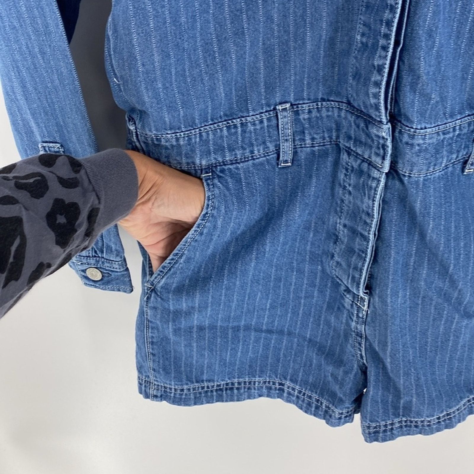 Gap GAP denim utility romper long sleeve pockets casual size 4 Size 27" / US 4 / IT 40 - 8 Thumbnail
