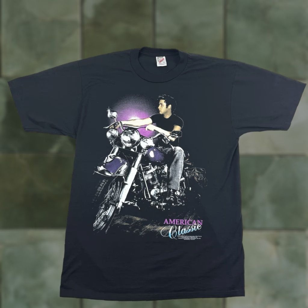 Jerzees VINTAGE Elvis Biker T Shirt Men L Black Graphic Print 90s Rock Music T-Shirt Size US L / EU 52-54 / 3 - 1 Thumbnail