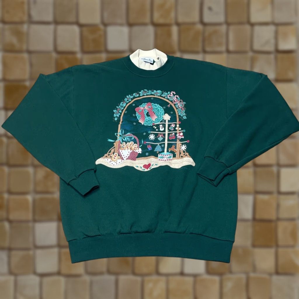 Vintage VINTAGE Willow Bay Christmas Sweatshirt Pullover Women Large Green Activewear Size L / US 10 / IT 46 - 1 Thumbnail