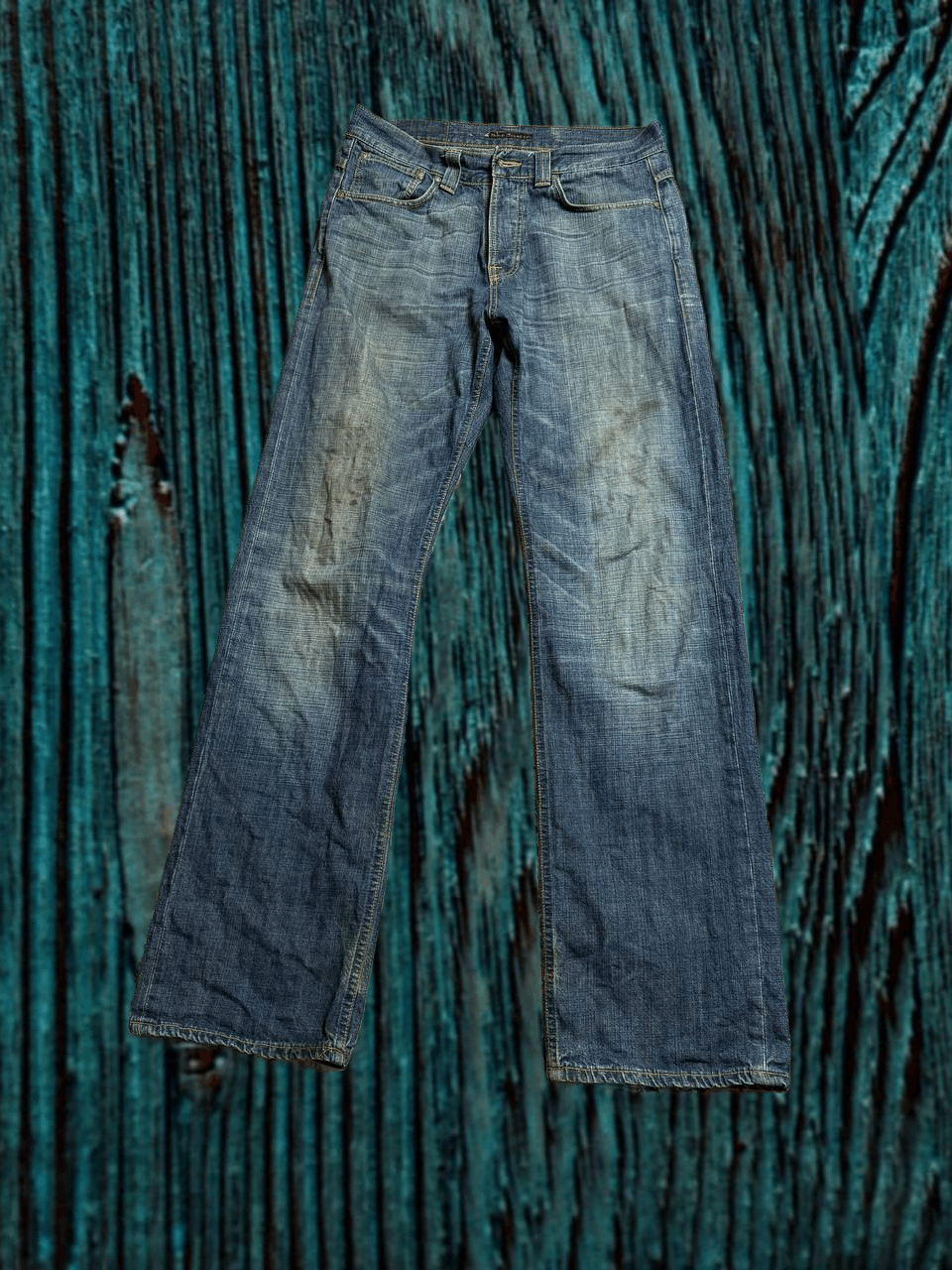 NUDIE JEANS Distressed Straight Leg Jeans WASHED