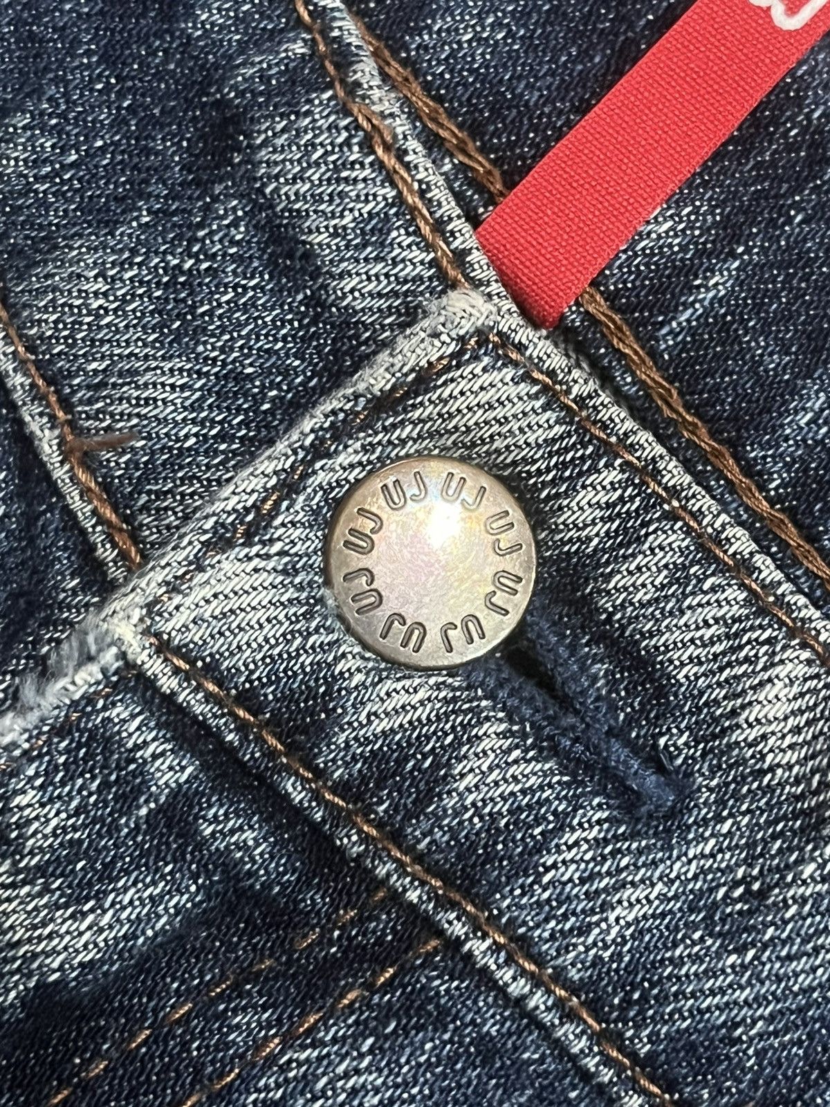 Jun Takahashi ⚡️Vintage⚡️Uniqlo UJ Dark Blue Washed Distressed Frayed Jeans Size US 33 - 5 Thumbnail