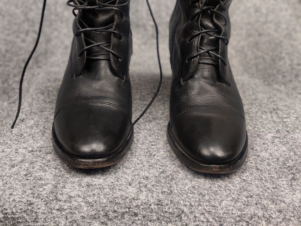 MoMA Moma Design Lace up zip Black leather Ankle heeled Boots Size US 10 / IT 40 - 5 Thumbnail